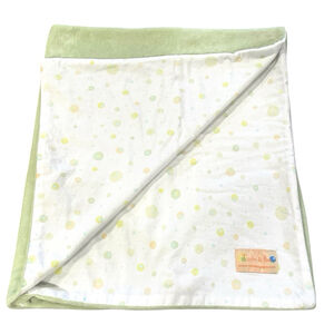 Ticche & Bea Unisex Baby Blanket Reversible Green Multi Dot Size 32" x 35"